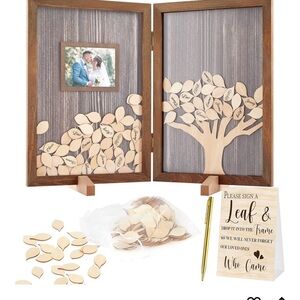 Wooden Guest Book Frame with Leaves